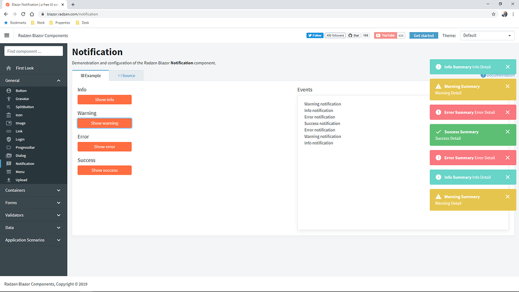 RadzenNotificationMessage multiple mode - Blazor Server - Radzen