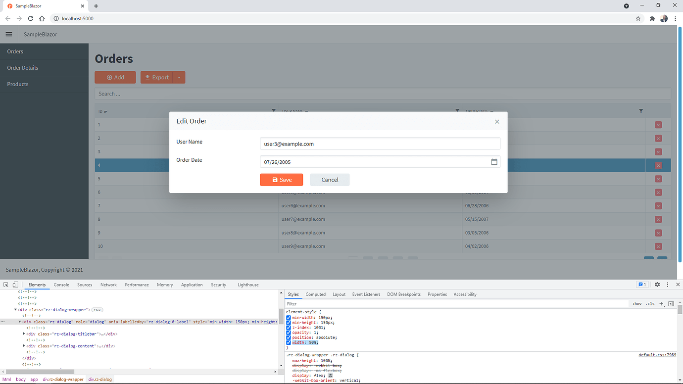 Dialog Size - Blazor Server - Radzen