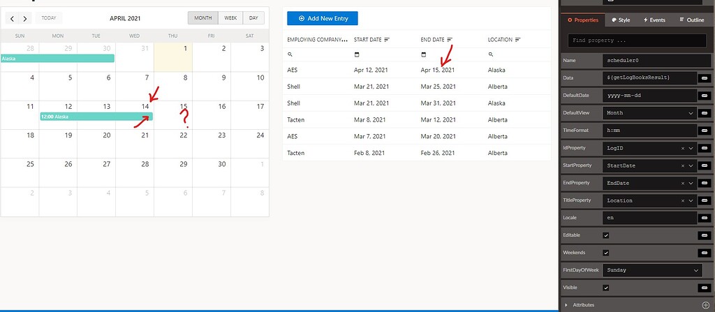 Scheduler - End Date - Angular - Radzen