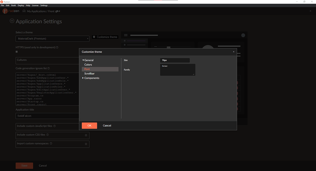 How to change app Font Family - Blazor Server - Radzen