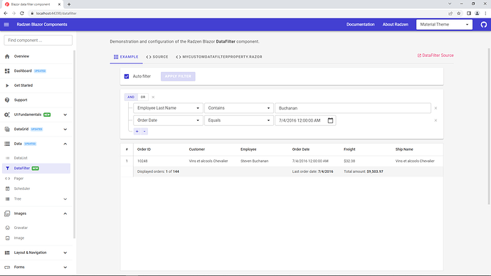 RadzenDataFilter - Date equal problem - Radzen.Blazor Components - Radzen
