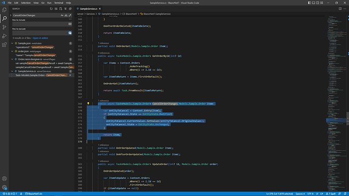 cancelXXXChanges() data source methods - Blazor Server - Radzen