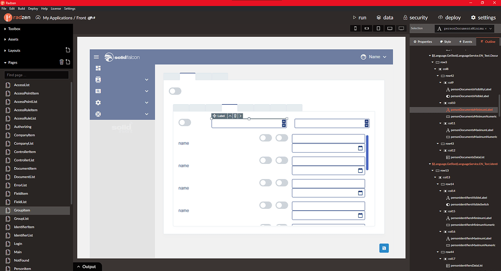 Designer Component Outline suggestion - Blazor Server - Radzen