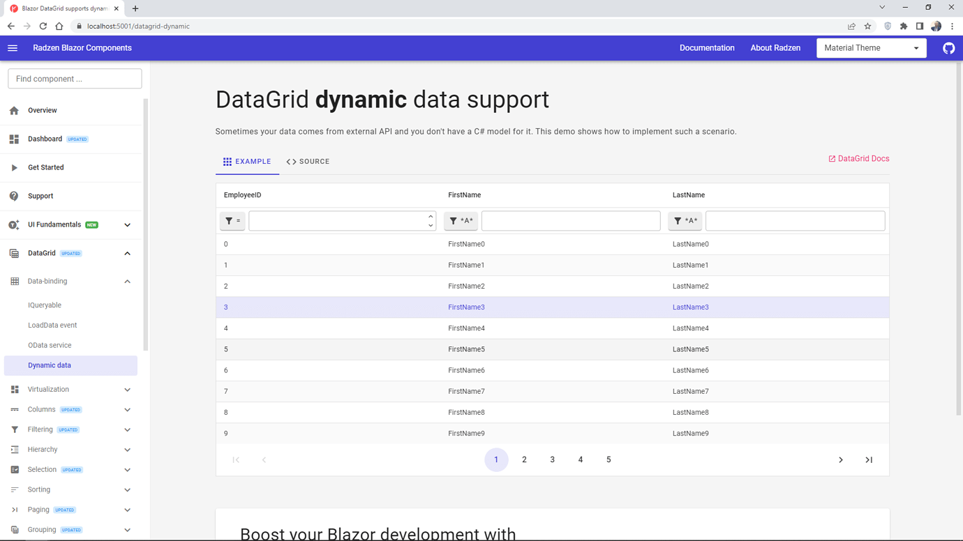 Dynamic Datagrid Row Selection Radzen Blazor Components Radzen