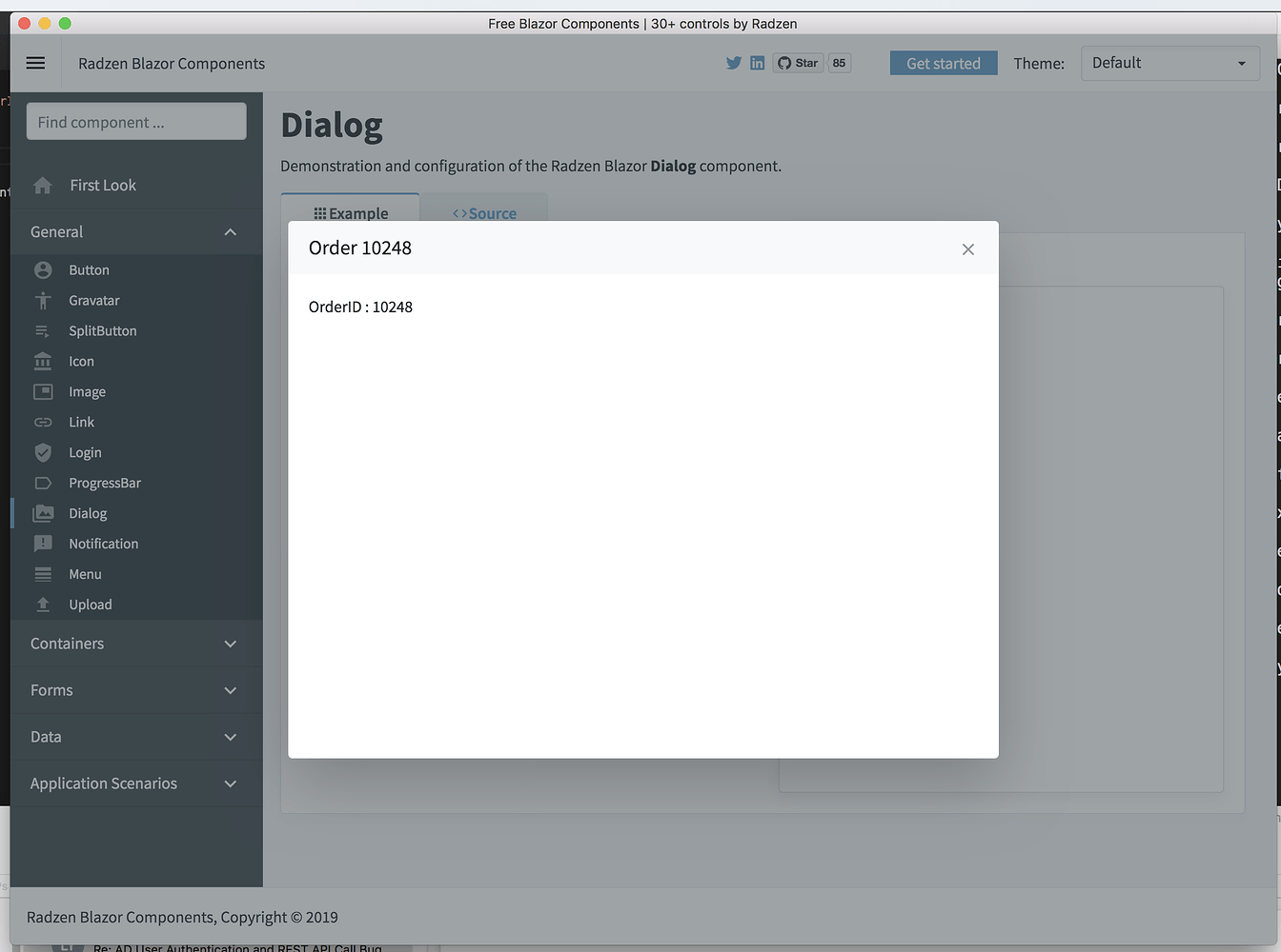 DialogService does not work from Electron.Net - Blazor Server - Radzen