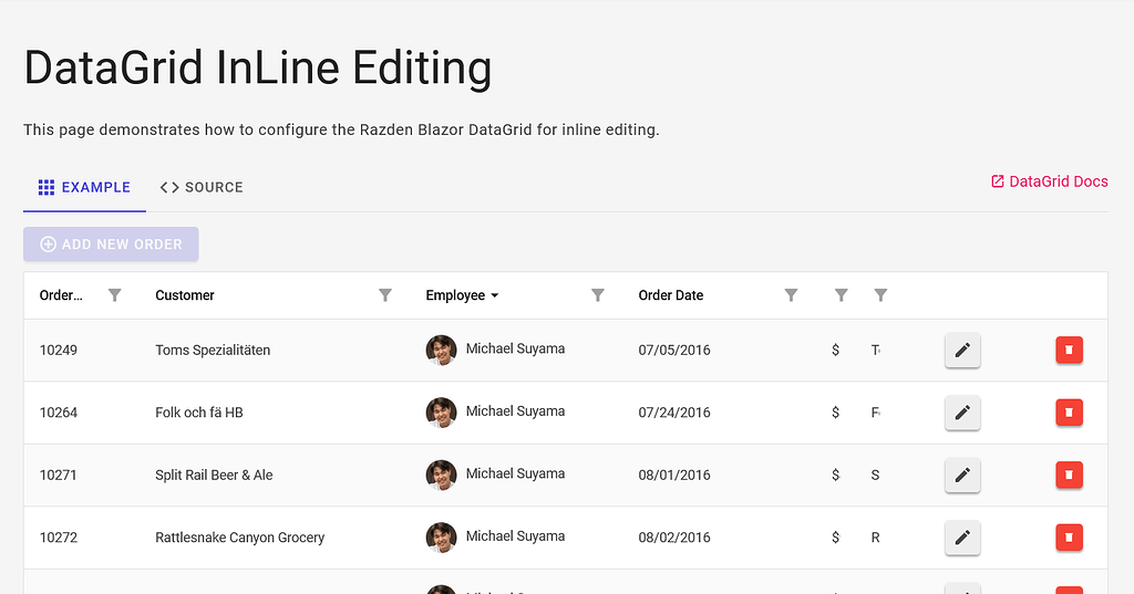 Datagrid Inline Editing Awkward Situation After Add New Row Radzen Blazor Components Radzen