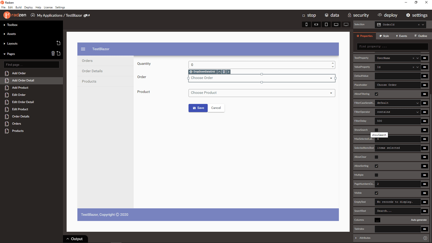 DropDowndataGrid Background color - Blazor Server - Radzen