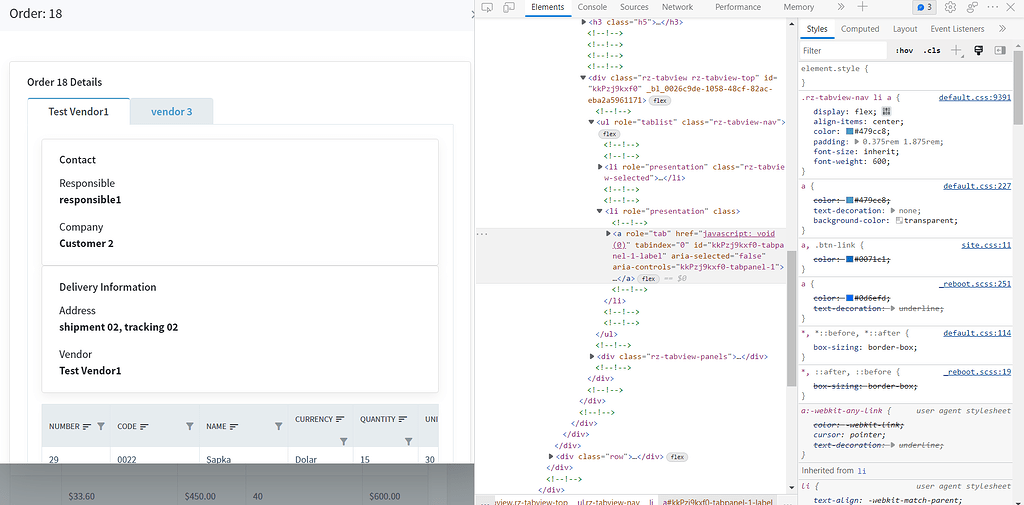 CSS Selected Tab Radzen.Blazor Components Radzen