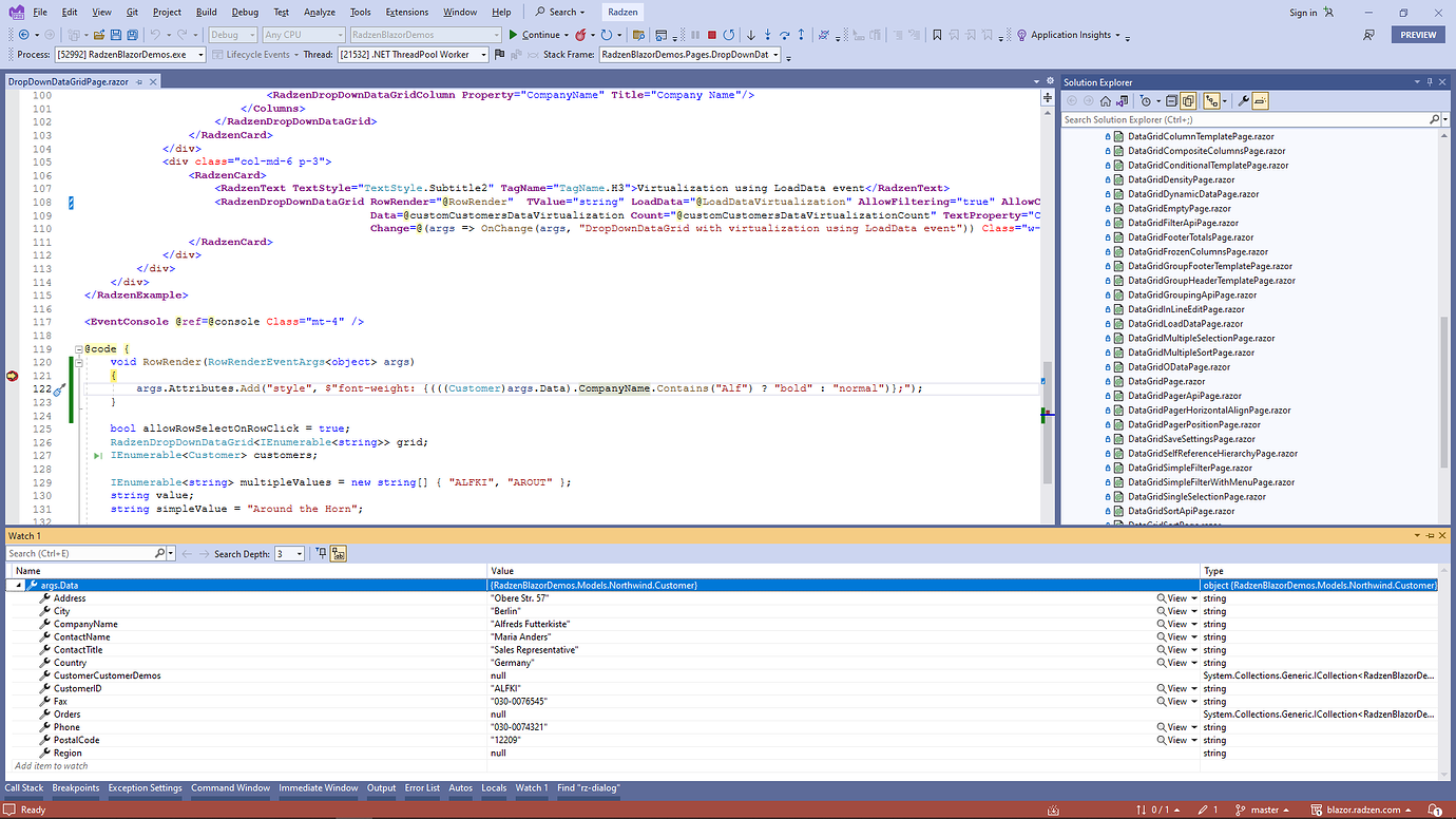 Blazor RadzenDropDwopnDataGrid RowRender "no overload matches delegate