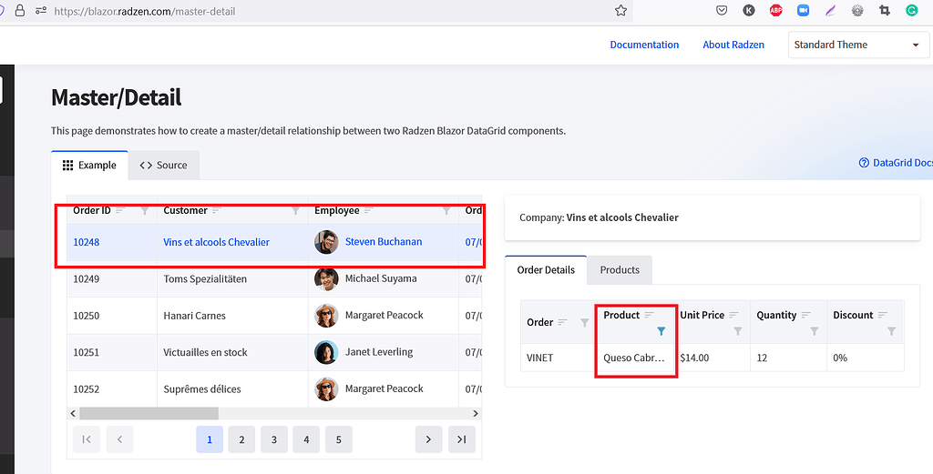 Master Detail Filter Disappears - Radzen.Blazor Components - Radzen