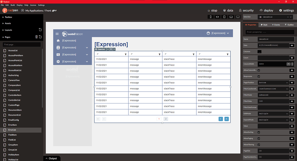 DataGrid errors when amount is greater than page size - Radzen.Blazor ...
