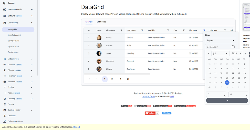 Problem with culture in date filter - Radzen.Blazor Components - Radzen