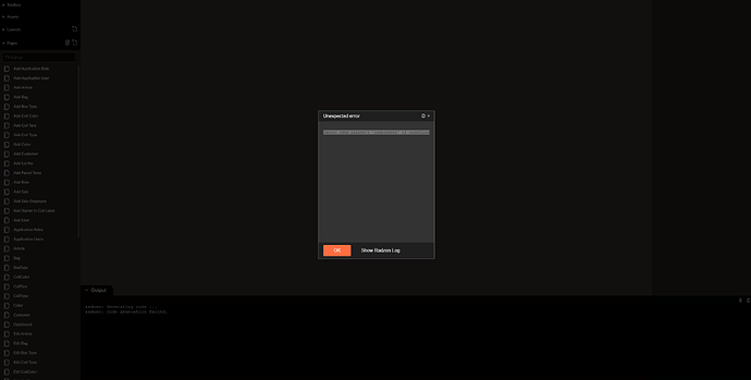 Cannot read property 'components' of undefined - Blazor Server - Radzen