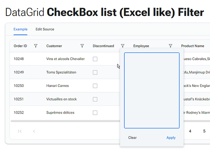 DataGrid Filter on column with CheckBoxes not possible - Radzen.Blazor ...