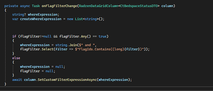 Issue with LogicalFilterOperator.And while filtering with multi select ...