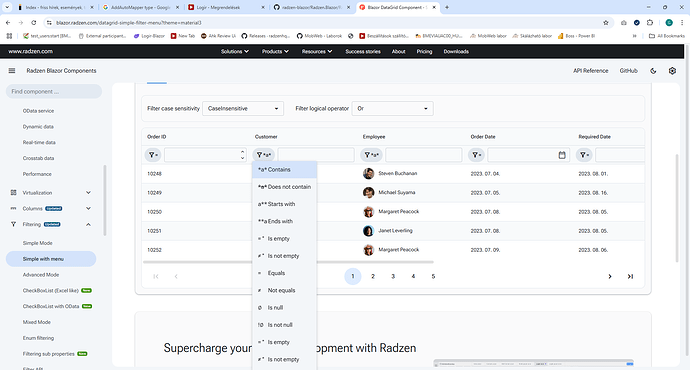 Radzen Menu Examples SimpleWithMenu fitering for string does not list Contains - Radzen ...