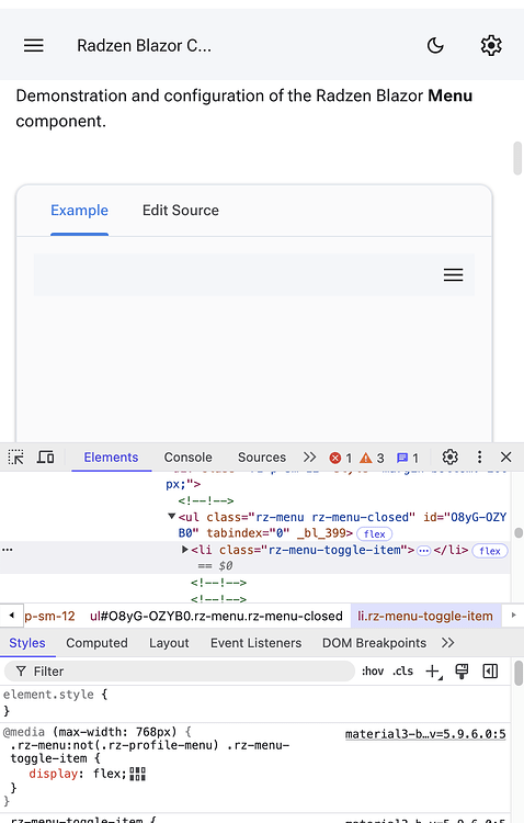 Problem with radzen menu on small screens - Radzen.Blazor Components ...