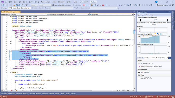 RadzenDataGrid Composite Custom Columns - Radzen.Blazor Components - Radzen