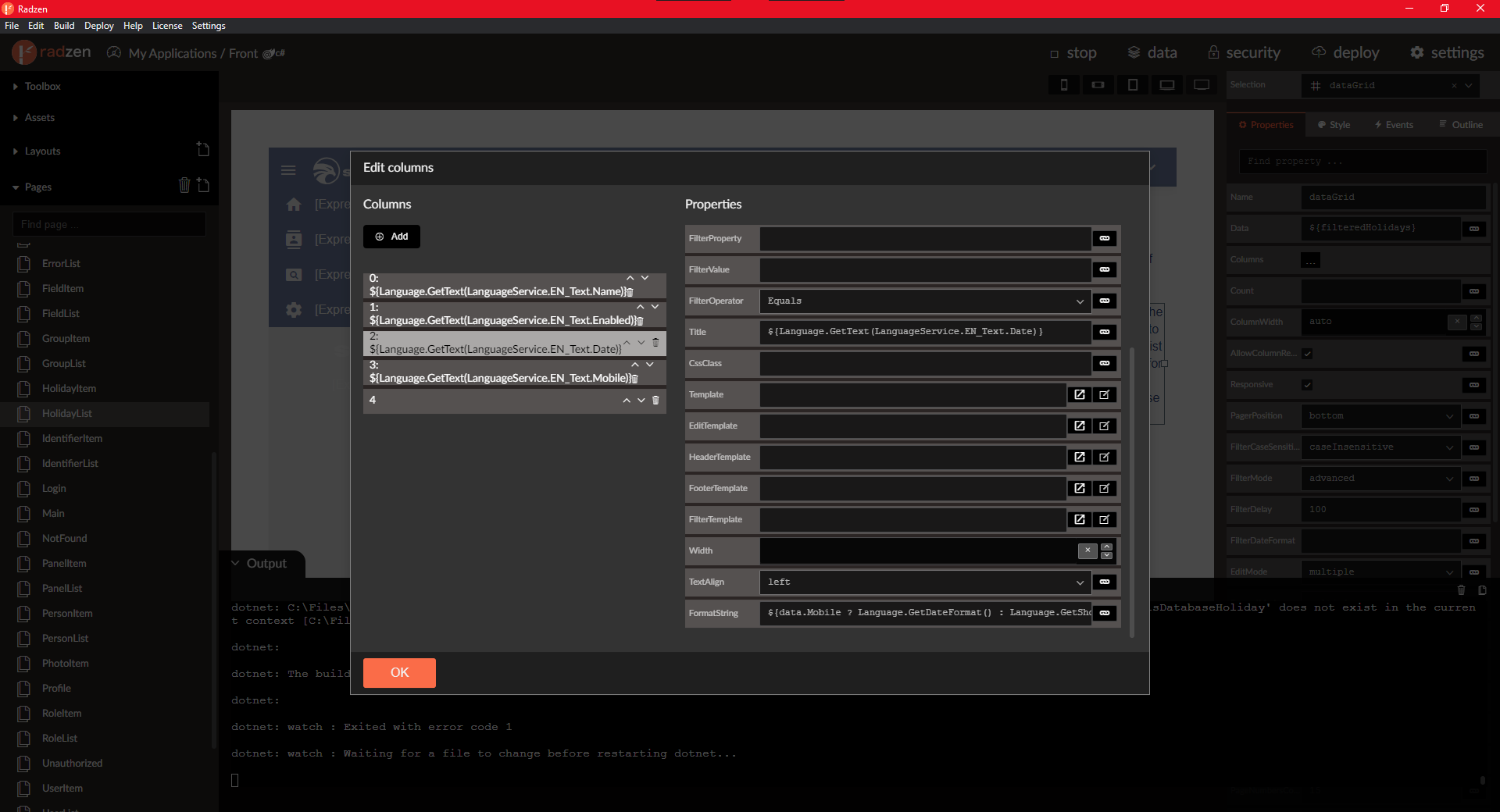 How to access data property in the columns - Blazor Server - Radzen
