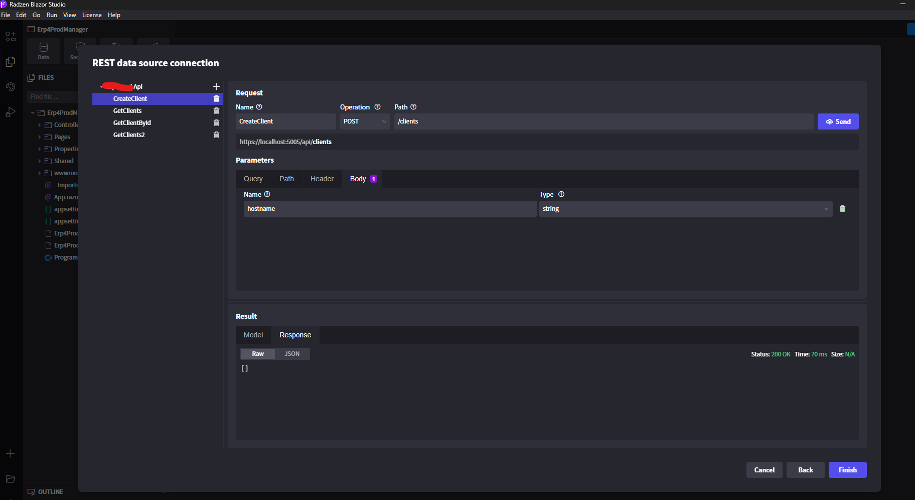 Datasource RestApi doesn't allow multiple Body parameters Radzen