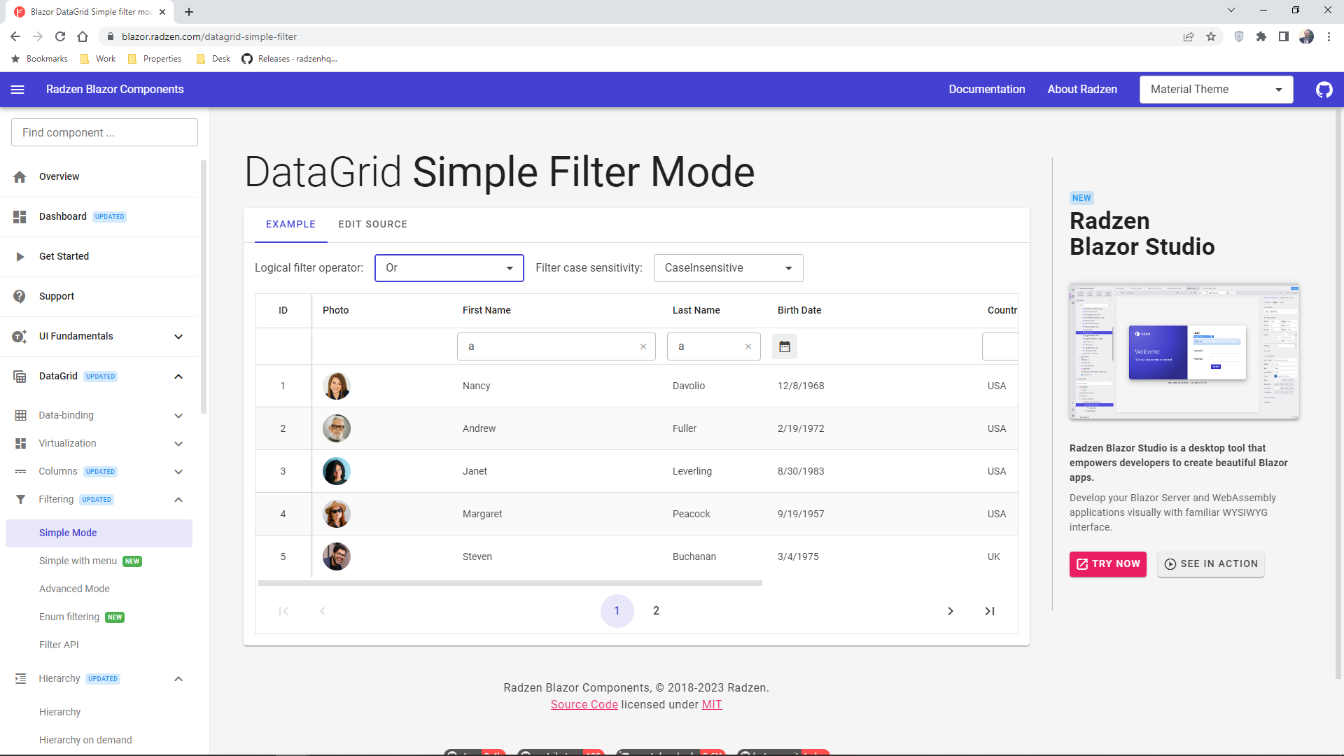 Datagrid Filtering Two Columns By Same Value - Radzen.Blazor Components ...