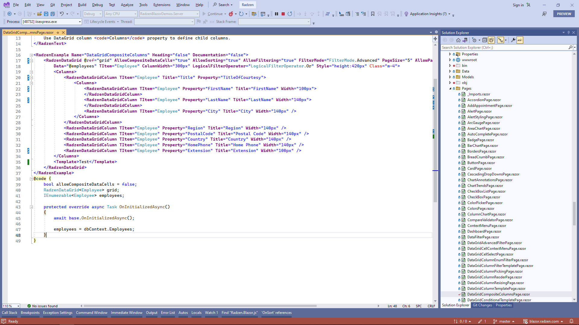 Composite Cells Bug - Radzen.Blazor Components - Radzen