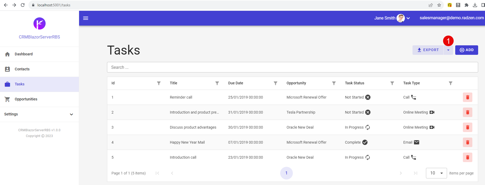 CRMBlazorServerRBS Export - Radzen Blazor Studio - Radzen