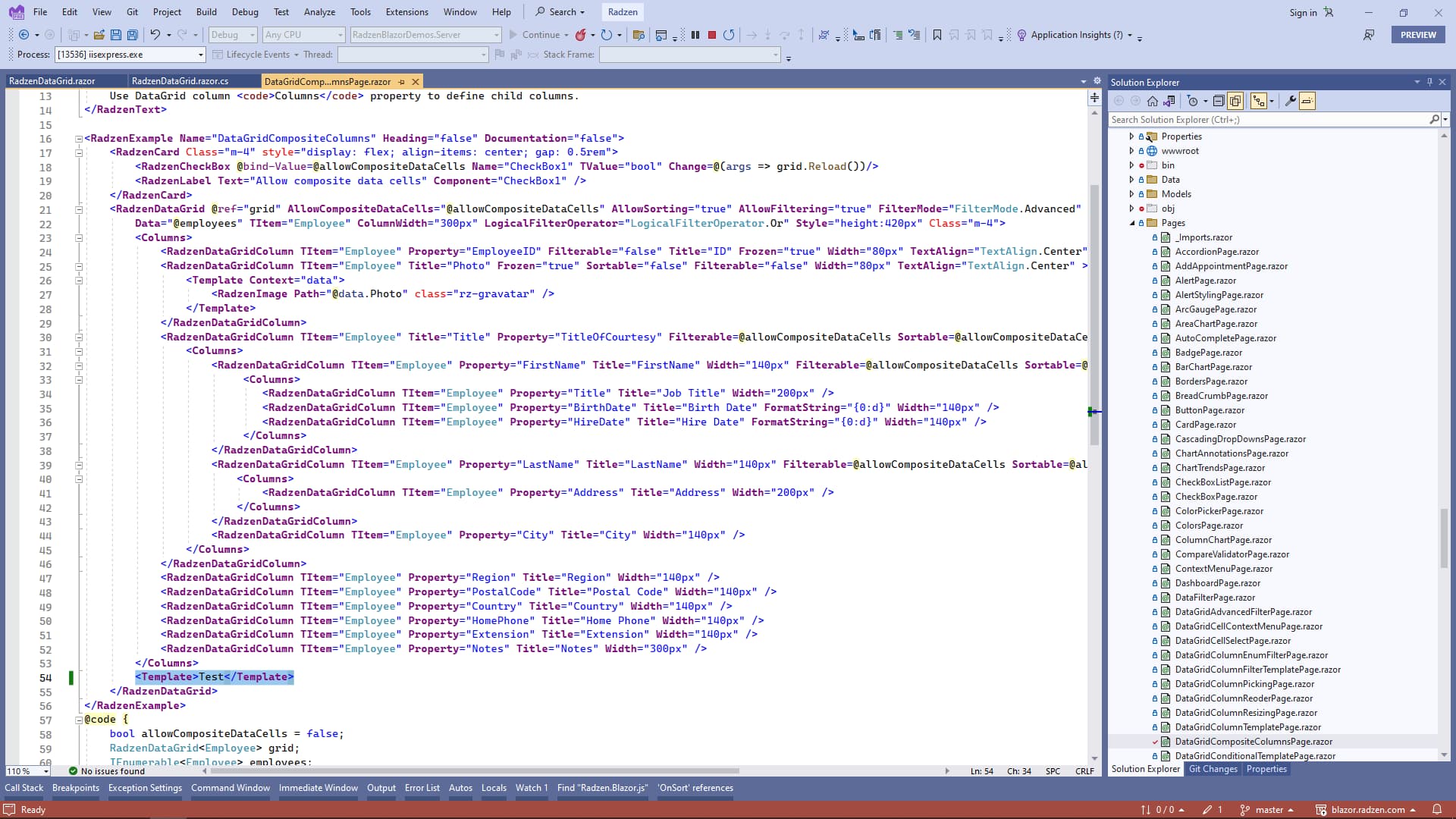 Composite Cells Bug - Radzen.Blazor Components - Radzen
