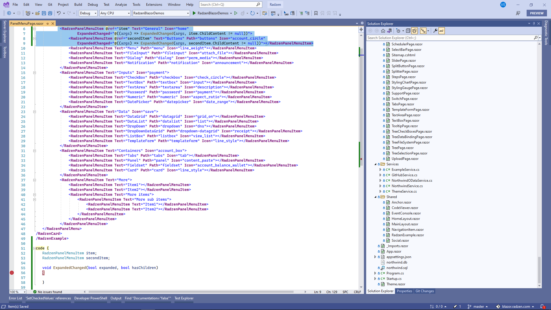 Radzen Menu Examples RadzenPanelMenu distinguish arrow click from item click - Radzen.Blazor ...