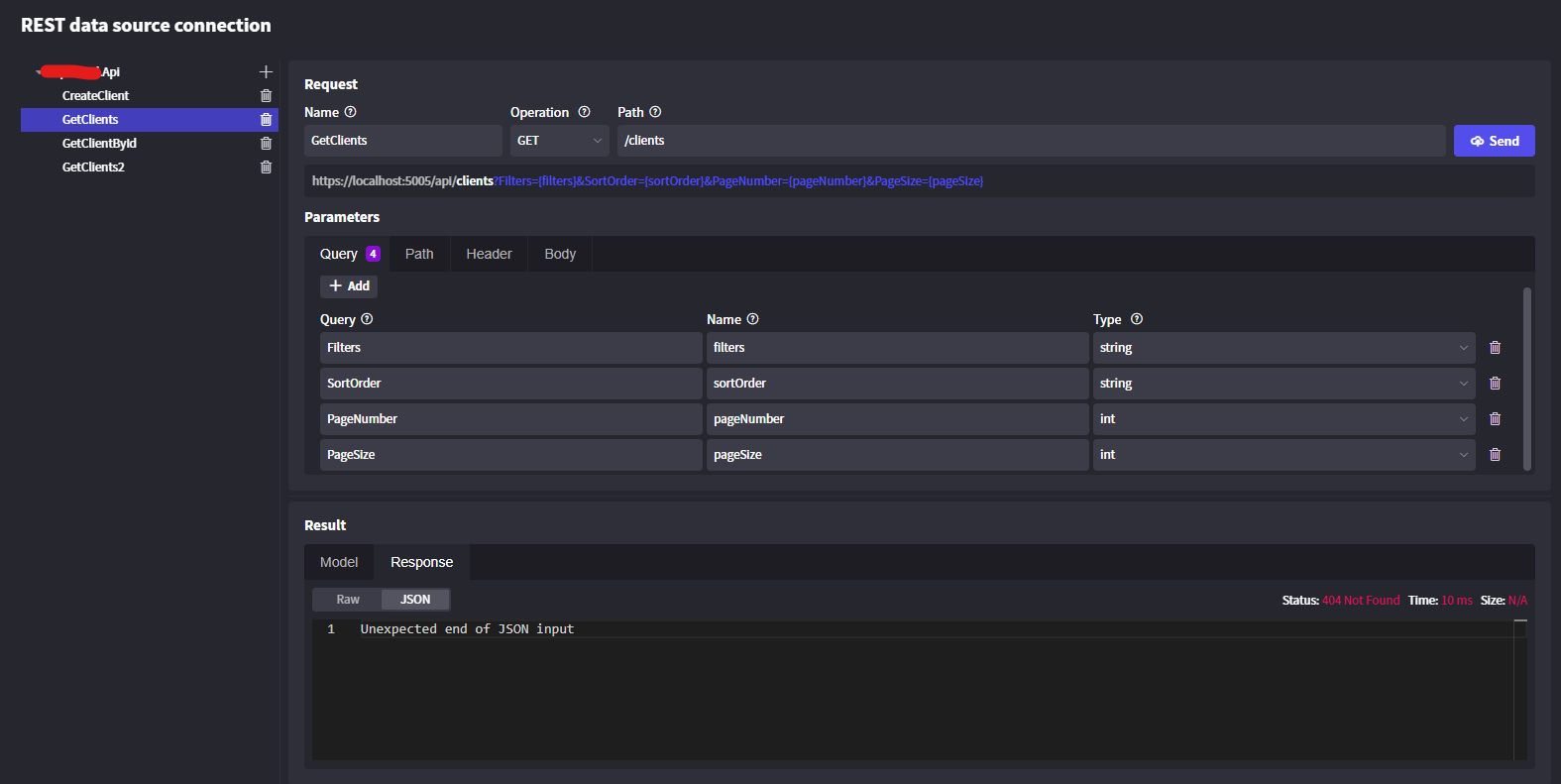 Datasource RestApi optional Query parameters Radzen Blazor Studio