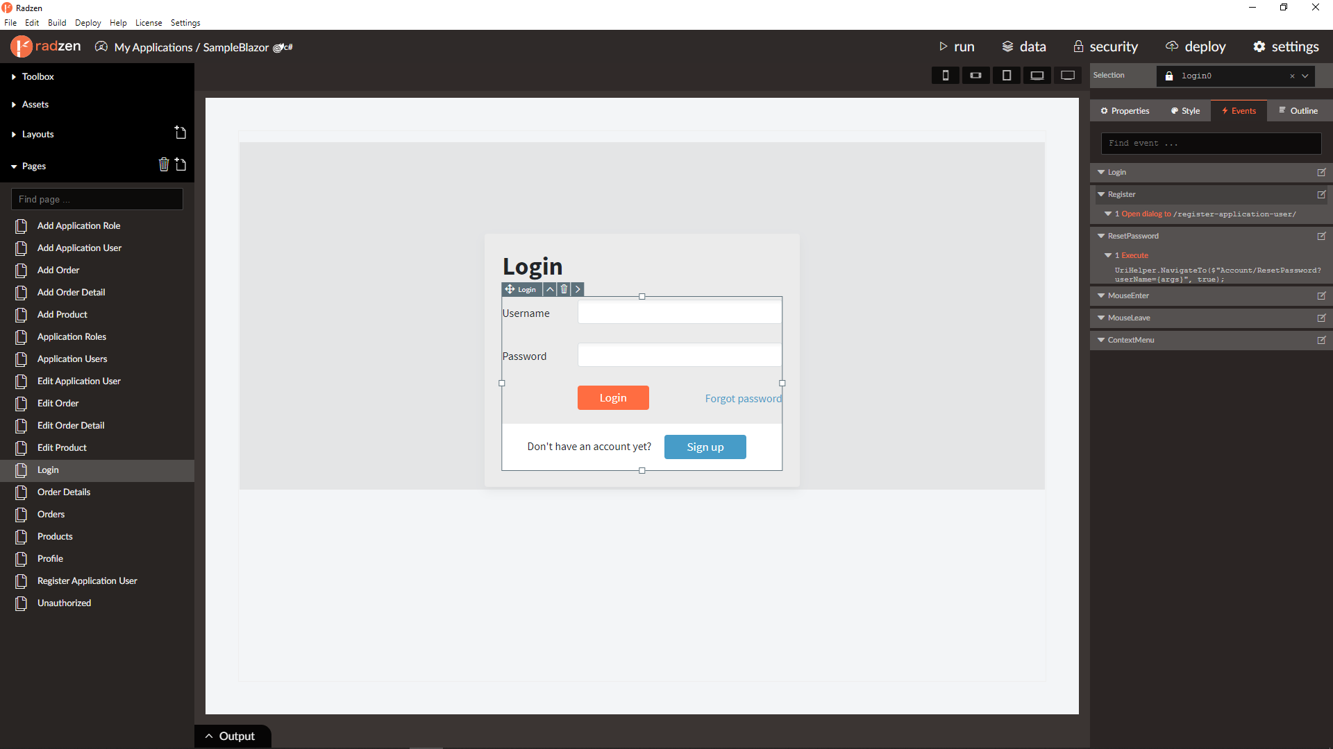 Bug with the Register Form - Blazor Server - Radzen