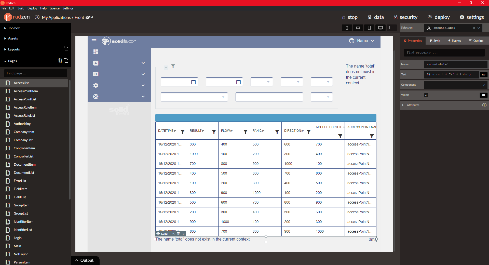 Some more Designer errors - Blazor Server - Radzen