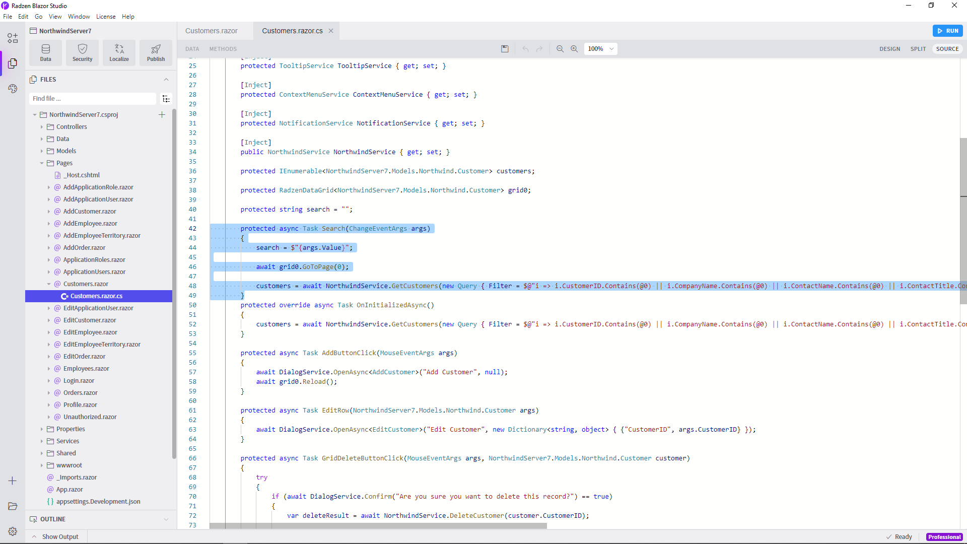 Filtering Through Datagrid - Radzen.blazor Components - Radzen