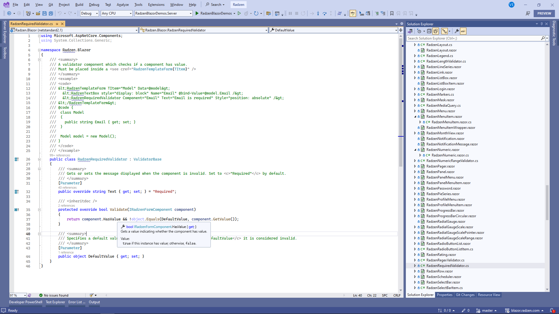 dotes not work the Required Validator with Custom Component - Radzen ...