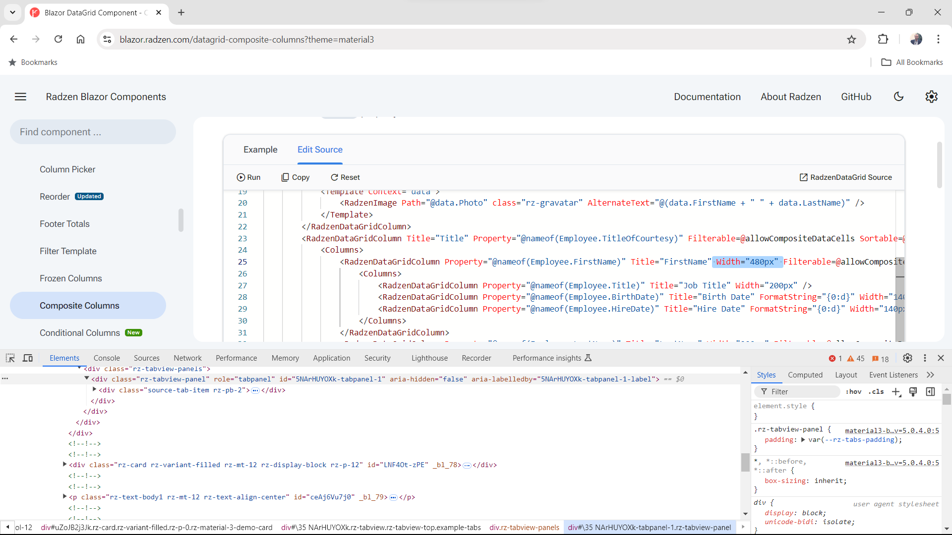 Composite Column width bug - Radzen.Blazor Components - Radzen