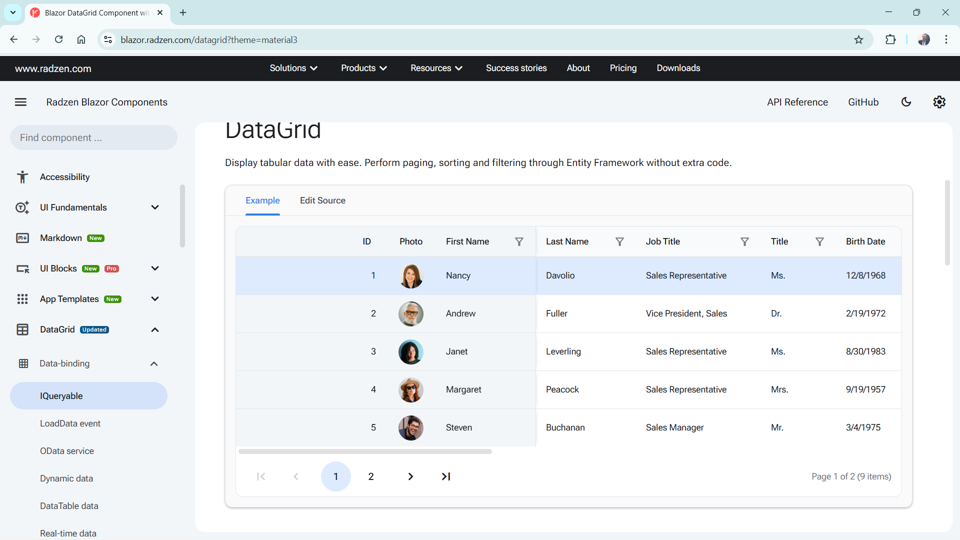 Justify to the right a DataGridColumn header - Radzen.Blazor Components ...