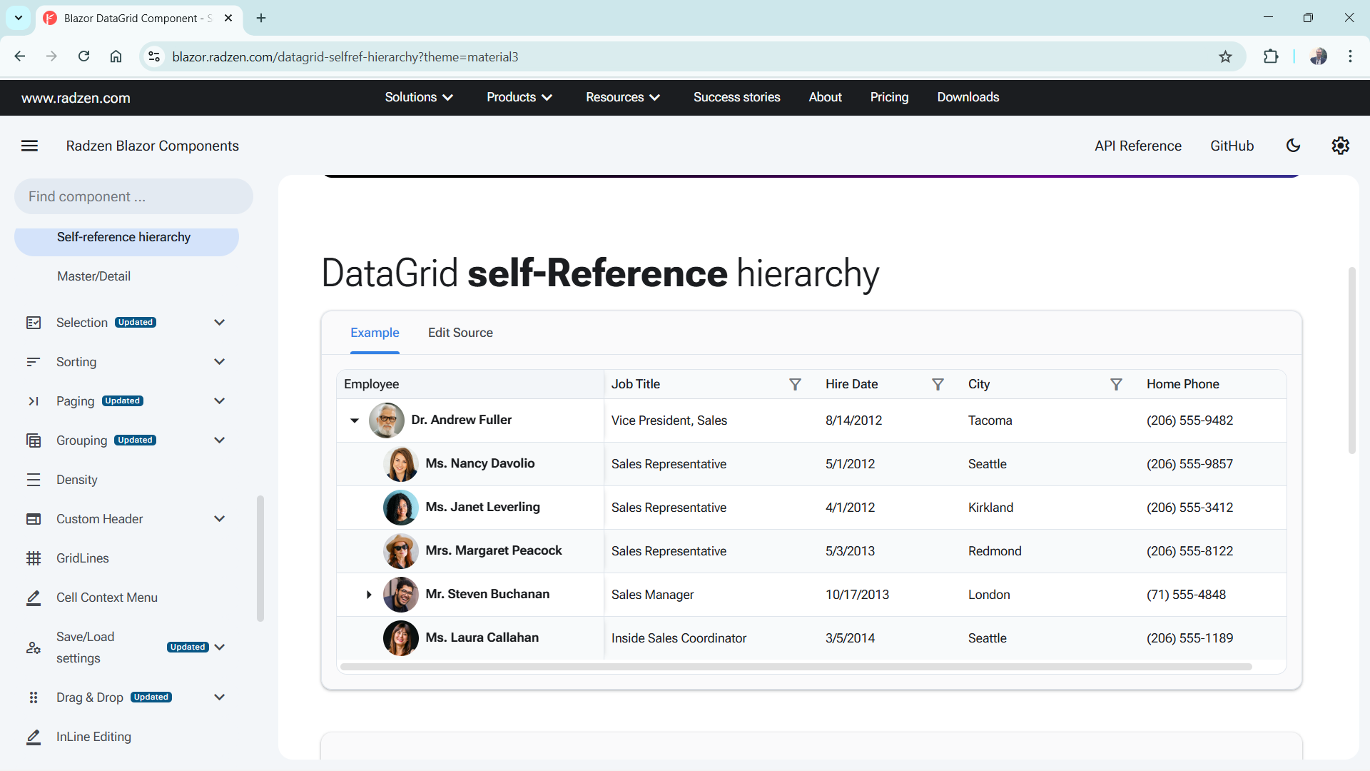Self referencing hierarchy - Radzen.Blazor Components - Radzen