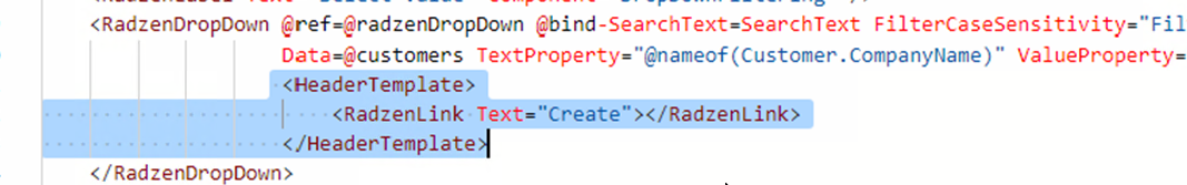 Dropdown with Link to create - Radzen.Blazor Components - Radzen